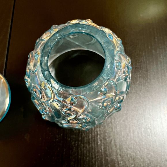 Vintage Fenton Ice Blue Pearl Iridescent Lily of the Valley Fairy Lamp - 7" - Picture 2 of 5